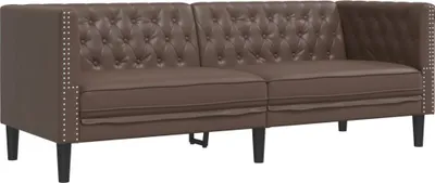 Produktbild von vidaXL Chesterfield-Sofa 3-Sitzer Braun Kunstleder