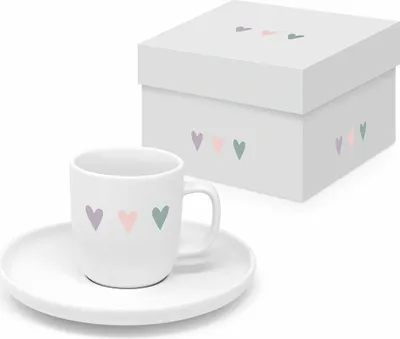 Produktbild von PPD Heart Infusion Matte Espresso, 2-tlg., in Geschenkbox, Espressotasse, Tasse, Untertasse, New Bone China, 75 ml, 161502308