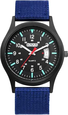 Productafbeelding van Militair horloge met lichtgevende wijzerplaat, kalenderfunctie, analoog quartz uurwerk, herenmodel, tactisch outdoor sport horloge met 12/24-uurs display en lichtgevende wijzers
