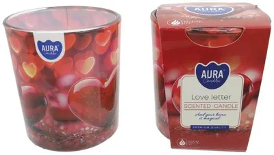 Produktbild von Kerze Duft Motivglas 'Love' 100g Wachs 7x8cm