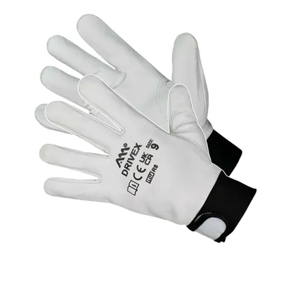 Produktbild von Arbeitshandschuhe Leder Montage Handschuhe Ziegenleder Gartenhandschuhe DRIVEX weiß Größe 10