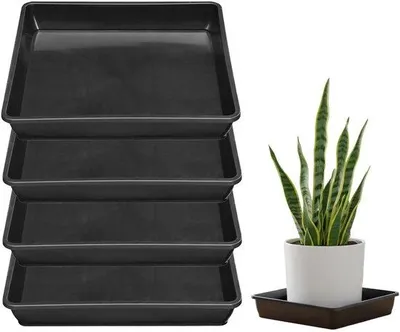 Produktbild von Unyqoos® Set mit 4 quadratischen Pflanzuntersetzern aus Kunststoff, 30 x 30 cm – Blumentopf-Schalen für Innen & Außen, Balkon, Terrasse, Fensterbank