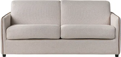 Zdjęcie produktu dla BELIANI Sofa rozkładana jasnobeżowa 2-osobowa z funkcją spania amerykanka nowoczesna minimalistyczna do salonu