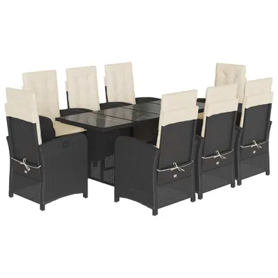 Produktbild von vidaXL 9-tlg. Garten-Essgruppe mit Kissen Schwarz Poly Rattan