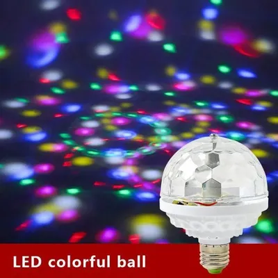 Image de boule à facettes rotative 6 couleurs, lampe de fête, lumière disco LED avec jeu de couleurs dynamique - GLOWELLA