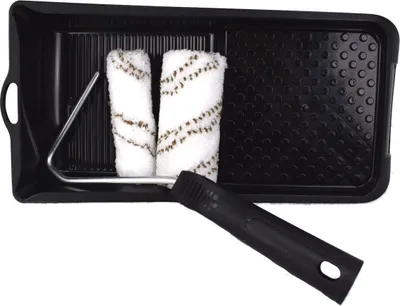 Produktbild von Lasur-Set 4tlg. Streichset Farbroller 10cm Walzen, Bügel und Wanne Holzschutz