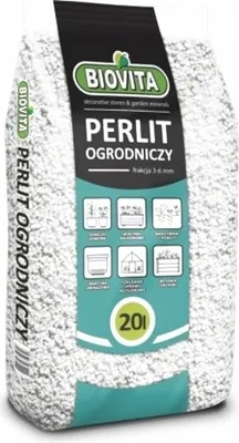 Zdjęcie produktu dla BIOVITA Perlite 20L - Perlit dla roślin do ulepszania podłoża glebowego - 3-6mm - Ulepszanie gleby - Podłoże zatrzymujące wilgoć - Idealne do ogrodu i roślin domowych