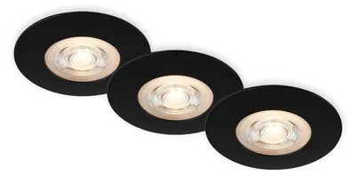 Immagine prodotto di BRILONER- Set di 3 luci LED da incasso a soffitto, luci da incasso ultrapiatte, faretti da incasso per bagno, faretti da incasso per bagno IP65, nero opaco, 90x25 mm (DxH)