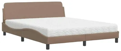 Immagine prodotto di vidaXL Letto con materasso "Dover" cappuccino-marrone 160x200 cm in ecopelle