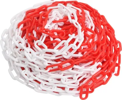 Produktbild von Absperrkette SOGI Rot und Weiß 100 m Ø4 mm Kunststoff | Warnkette Gliederkette Sicherheitskette zum Absperren