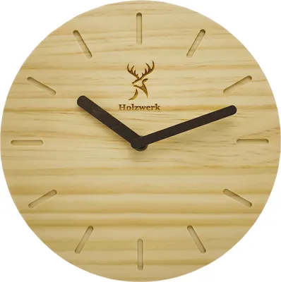 Produktbild von Holzwerk OLDENBURG moderne massive Designer Loft Quarz Wanduhr aus Holz, beige