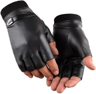 Fingerlose Lederhandschuhe Schwarz für Radfahren aus Keine Angaben erforderlich, Ansicht 5 von 6