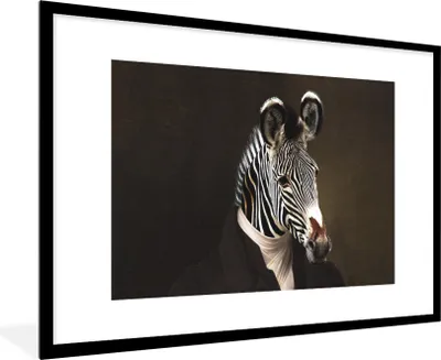 Produktbild von MuchoWow® Gerahmtes Poster Alte Meister - Zebra - Kunst 90x60 cm - Poster mit Schwarzem Bilderrahmen Wandposter Rahmen Foto Bilder - Wanddekoration - Fotos