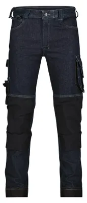 Productafbeelding van DASSY® Stretch werkbroek KYOTO – Met kniebeschermers en 4-weg stretch denim, blauw/zwart, model 53 PLUS