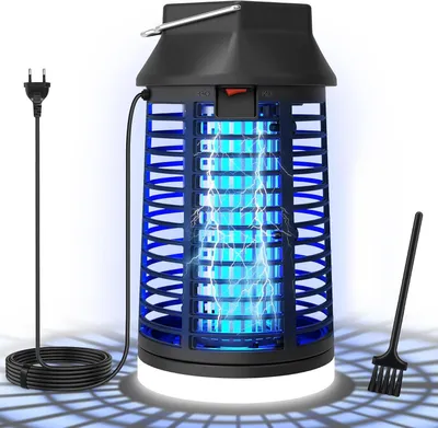Immagine prodotto di Lampada elettrica per zanzare - Disinfestante per insetti - Cattura mosche - Controllo dei parassiti - 2-in-1 con LED UV - Tensione: 4200V - Colore: nero