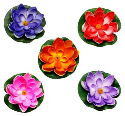 Produktbild von 5 Stück Künstliche Seerosen Schwimmende Blumen 10cm Lotusblüte Teichrosen EVA für Aquarium Brunnen Fischteich Gartenteich Dekoration