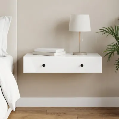 Imagen del producto de vidaXL Mesa auxiliar de pared, blanco brillante, 87,5 x 34,5 x 17 cm