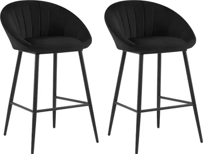 Produktbild von EUGAD Barhocker 2er Set, gepolstert, Samt, mit Metallbeinen, Schwarz
