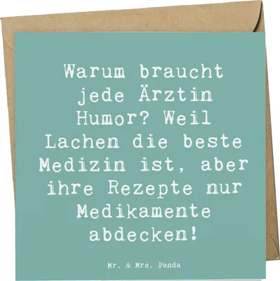 Produktbild von Mr. & Mrs. Panda Grußkarte Spruch Humorvolle Ärztin - Meeresbrise - Geschenk, doppelkarte, anlasskarte, Notaufnahme, Doktorin, faltkarte, Glückwunschkarte, Beruf, Lachen