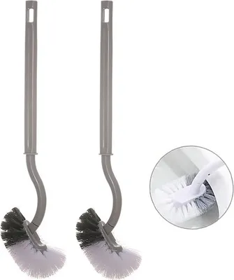 Produktbild von 2 Pack Toilettenbürste, Klobürste mit randreiniger, Upgrade WC Bürste, Klobürste gebogen, Langer Stiel, grau, 40 cm