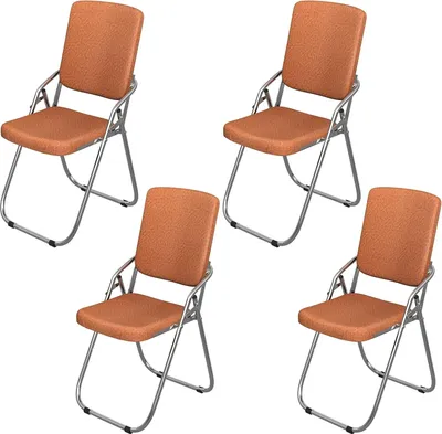 Produktbild von Klappstühle 4er Set,Esszimmerstuhl Stapelstuhl Balkonstuhl Stuhl Metall Klappstuhl Gepolstert Kunstleder für Küche,Büro,Garten,Balkon 46x53x86cm