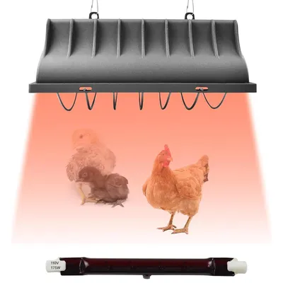 Produktbild von Wärmelampe für Hühnerstall 175W, Infrarot Heizstrahler mit 2 Heizstufen, schnell aufheizend, sicher mit Überhitzungsschutz für Küken & Geflügel