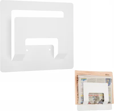 Produktbild von Zeitungsständer weiß matt, Wandzeitungsständer, Wandmontage, für Zeitschriften