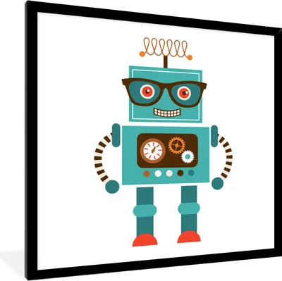 Produktbild von MuchoWow® Gerahmtes Poster Roboter - Brille - Zahnräder - Gesicht - Jungen - Kinder 40x40 cm - Poster mit Schwarzem Bilderrahmen Wandposter Rahmen Foto Bilder - Mit Rahmen - Wanddekoration Schlafzimmer