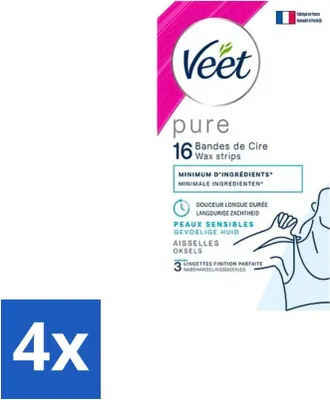 Produktbild von Veet - Enthaarungsstreifen - Achseln - Hypoallergen Minima - 16 Streifen - Vorteilspack - 4 Stücke