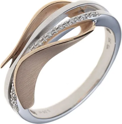 Produktbild von Ring Damenring mit 9 Diamanten Brillanten 585 Gold Weißgold Rotgold mattiert Innenumfang 54mm  Ø17.2mm