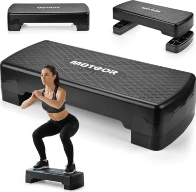 Produktbild von Meteor Aerobic Stepbrett 2-stufig Höhenverstellbar 10/15cm bis 200kg