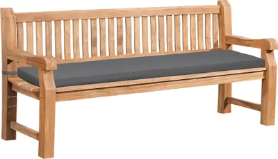 Produktbild von Gartenbank Teakbank DABEL - Holz Dunkelgrau 200x61x93 cm | Holzbank 200 Cm Mit Sitzkissen Gartenbank Sitzbank Mit Lehne Wetterfest Bank Garten