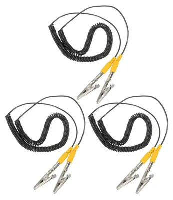 ESD-Erdungskabel mit Krokodilklemme, 250 cm, 3 Stück, schwarz
