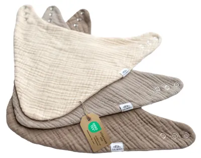 Image de Lot de 3 bandanas Tout-petit Beige clair, Beige foncé, Crème, mousseline