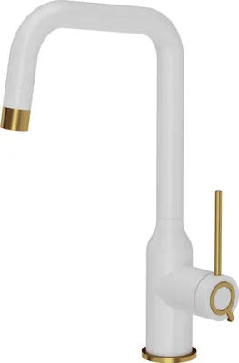 Produktbild von QUADRON Küchenarmatur NATALIE Q LINE SteelQ, Mischbatterie 360°, Armatur Küche Edelstahl, Farbe: Weiß, Höhe: 34 cm, Wasserhahn für Küche