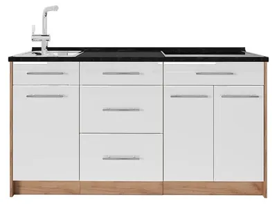 Obrázok produktu pre Kuchynský blok Vicco Fame-Line Biely vysoký lesk 150 cm, AP Antracit, Model 65431