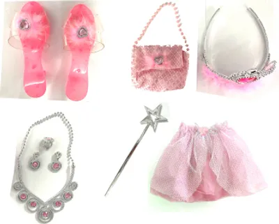 Produktbild von Set für Prinzessin rosa, Rock, Hausschuhe, Handtasche