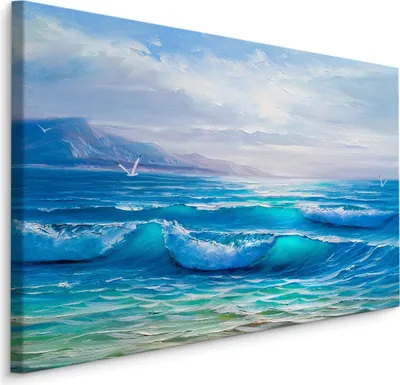 Produktbild von Fabelhafte Canvas LEINWAND BILDER 100x70 cm XXL Kunstdruck Meer Wellen Möwen Himmel