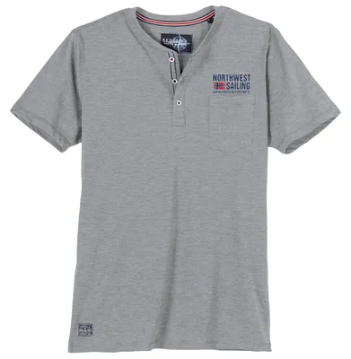 Produktbild von Redfield XXL Henley T-Shirt grau melange Brusttasche