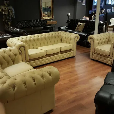Produktbild von Chesterfield Sofagarnitur 3+2+1 100% Vollleder Möbel Sitz Sofa Couch Garnitur
