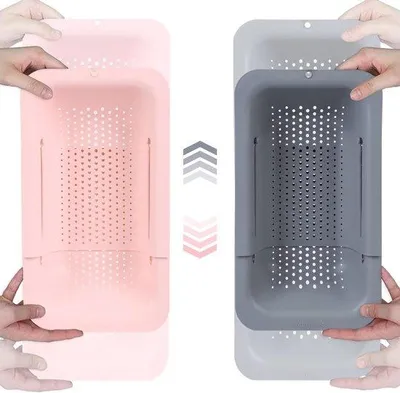 Produktbild von Grijs-roze U-Shaped Gartengerät für Gemüse und Obst - Reiskartoffeln entleeren - ausklappbares Küchenhilfsmittel - Set aus 2 Stücken