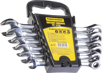 Immagine prodotto di Set di chiavi combinate a cricchetto 6 pz (8-17mm), acciaio Cr-V, Topmaster Pro