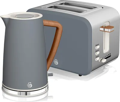 Zdjęcie produktu dla SWAN STP2090GRYNEW Zestaw kuchenka śniadaniowa, bezprzewodowa, 1,7L toster szerokie gniazdo 2 Nordic zielony szary