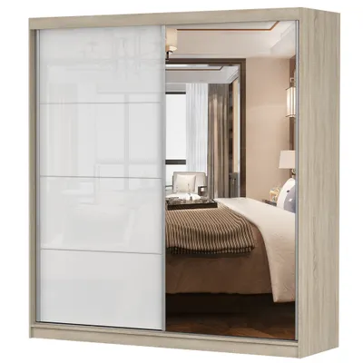 Produktbild von Schwebetürenschrank Kleiderschrank Schrank 233 cm Sonoma/Weiß mit Spiegel - Multi 35