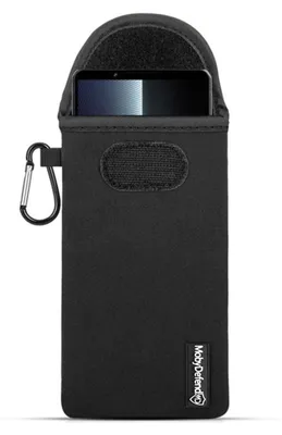 Produktbild von MobyDefend Hülle für Sony Xperia 1 V - Neopren Handytasche mit Karabiner für die Gürtelschlaufe - Schwarz