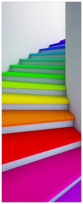 Produktbild von Wallario Wandbild aus Acryl, 200 x 80 cm, freischwebende Optik - Bunte Treppe