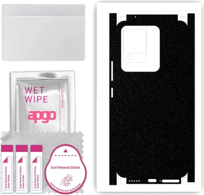 Produktbild von apgo Rückseite + Seiten Schutzfolie, Skin, kompatibel mit Vivo V25e, Hinten Displayschutzfolie aus Vinylfolie, kratzfest, einfache Montage - Mattschwarz