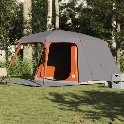Produktbild von Campingzelt mit Vorzelt 5 Personen Grau und Orange Wasserdicht, Campingzelte DesignMöbel