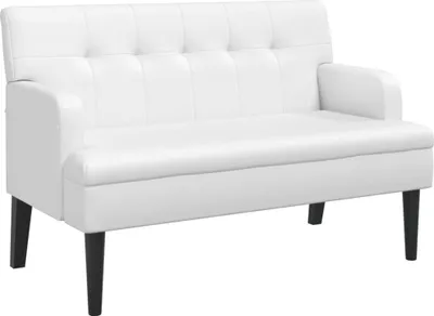 Zdjęcie produktu dla vidaXL Ławka z oparciem biała 112x65,5x75 cm imitacja skóry