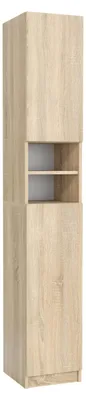 Obrázek produktu pro Vysoká skříňka do koupelny se 2 dvířky a 6 přihrádkami, barva sonoma, rozměry 30 x 31,5 x 180,5 cm